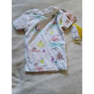 Cat & Jack 18M Palm Tree Flamingo Beach Outfit Set Shirt Pants Summer Cotton
